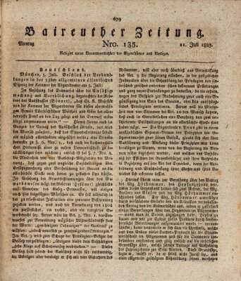 Bayreuther Zeitung Montag 11. Juli 1825