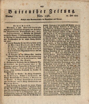 Bayreuther Zeitung Dienstag 12. Juli 1825