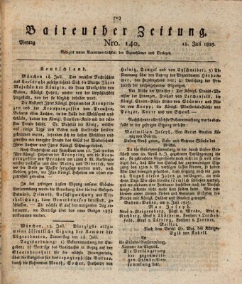 Bayreuther Zeitung Montag 18. Juli 1825