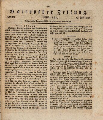 Bayreuther Zeitung Dienstag 19. Juli 1825