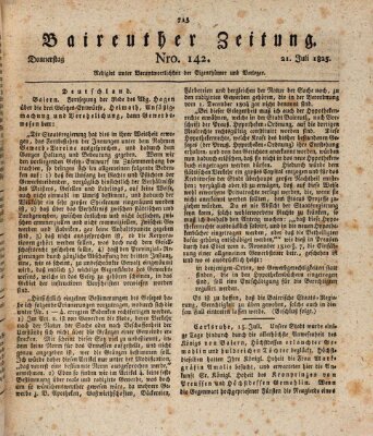 Bayreuther Zeitung Donnerstag 21. Juli 1825