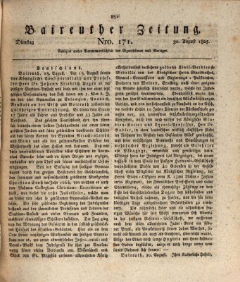 Bayreuther Zeitung Dienstag 30. August 1825