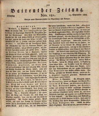 Bayreuther Zeitung Dienstag 13. September 1825