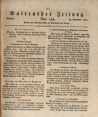 Bayreuther Zeitung Sonntag 18. September 1825