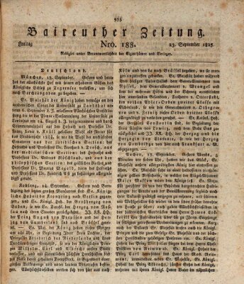 Bayreuther Zeitung Freitag 23. September 1825