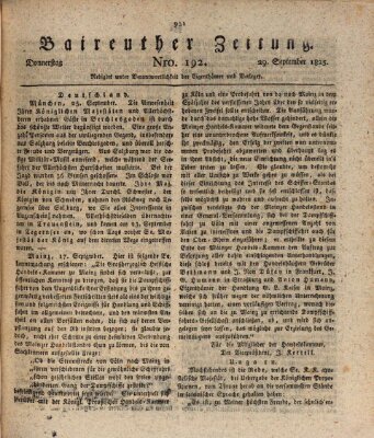 Bayreuther Zeitung Donnerstag 29. September 1825