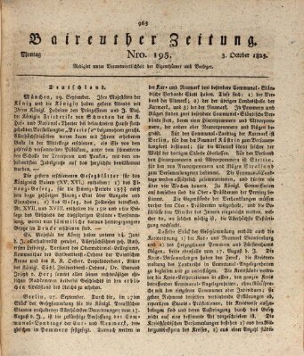 Bayreuther Zeitung Montag 3. Oktober 1825