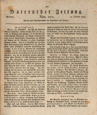 Bayreuther Zeitung Dienstag 11. Oktober 1825