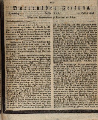 Bayreuther Zeitung Donnerstag 27. Oktober 1825