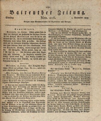 Bayreuther Zeitung Dienstag 1. November 1825