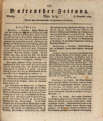 Bayreuther Zeitung Sonntag 6. November 1825