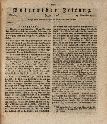 Bayreuther Zeitung Dienstag 15. November 1825