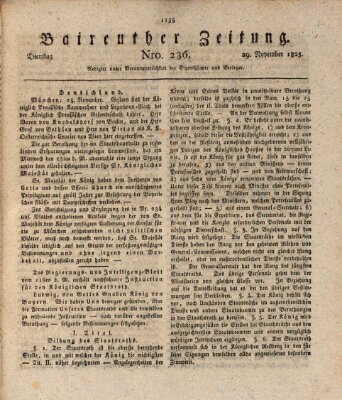 Bayreuther Zeitung Dienstag 29. November 1825
