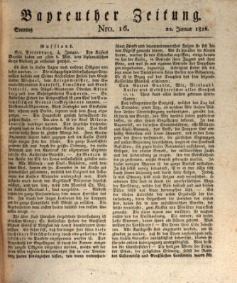 Bayreuther Zeitung Sonntag 22. Januar 1826