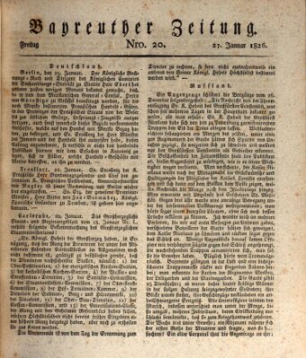 Bayreuther Zeitung Freitag 27. Januar 1826