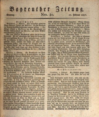 Bayreuther Zeitung Sonntag 12. Februar 1826