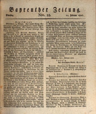 Bayreuther Zeitung Dienstag 14. Februar 1826