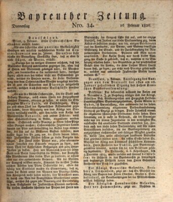 Bayreuther Zeitung Donnerstag 16. Februar 1826