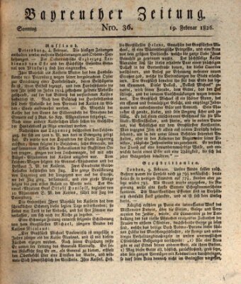 Bayreuther Zeitung Sonntag 19. Februar 1826