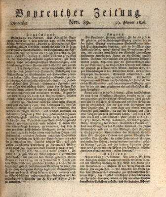 Bayreuther Zeitung Donnerstag 23. Februar 1826