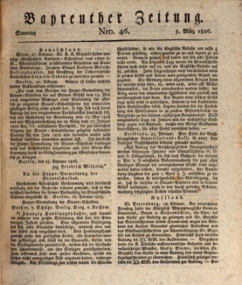 Bayreuther Zeitung Sonntag 5. März 1826