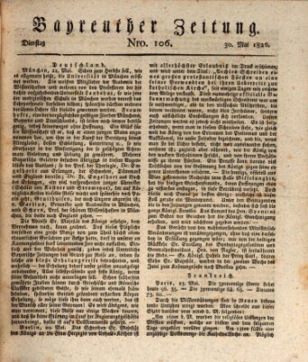 Bayreuther Zeitung Dienstag 30. Mai 1826