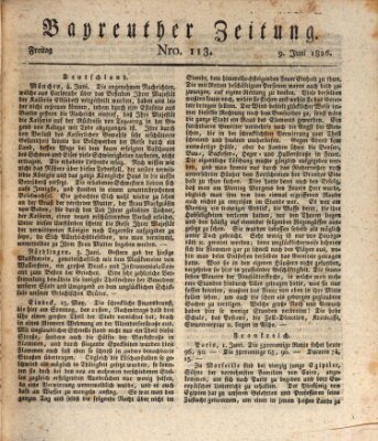 Bayreuther Zeitung Freitag 9. Juni 1826