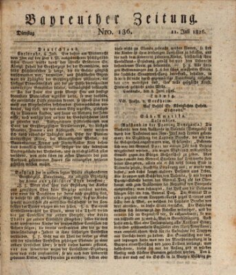 Bayreuther Zeitung Dienstag 11. Juli 1826