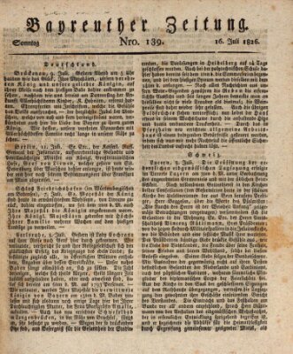 Bayreuther Zeitung Sonntag 16. Juli 1826