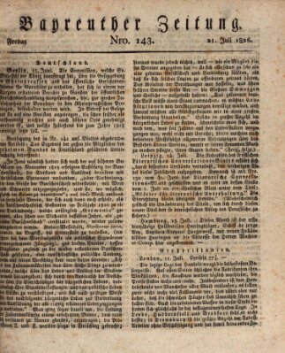 Bayreuther Zeitung Freitag 21. Juli 1826