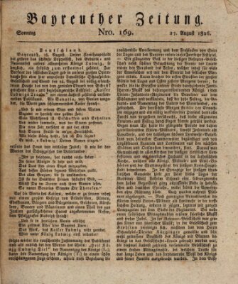 Bayreuther Zeitung Sonntag 27. August 1826