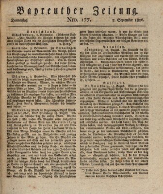 Bayreuther Zeitung Donnerstag 7. September 1826