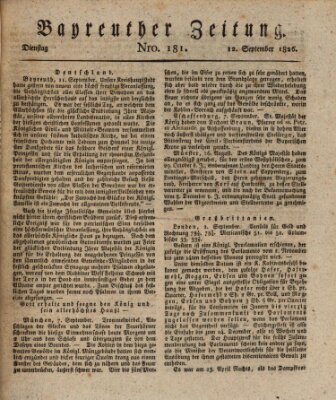 Bayreuther Zeitung Dienstag 12. September 1826