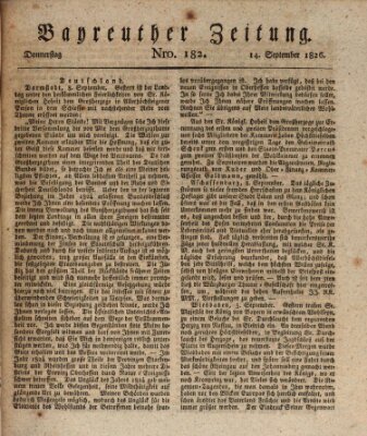 Bayreuther Zeitung Donnerstag 14. September 1826
