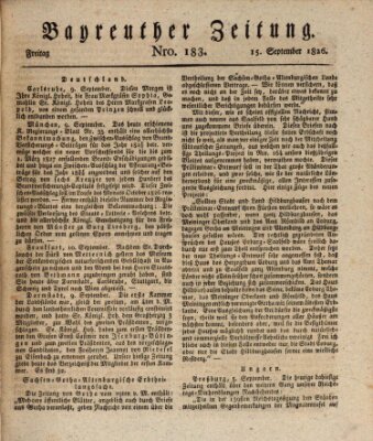 Bayreuther Zeitung Freitag 15. September 1826