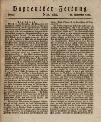 Bayreuther Zeitung Freitag 22. September 1826