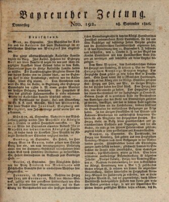 Bayreuther Zeitung Donnerstag 28. September 1826