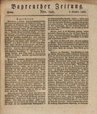 Bayreuther Zeitung Freitag 6. Oktober 1826