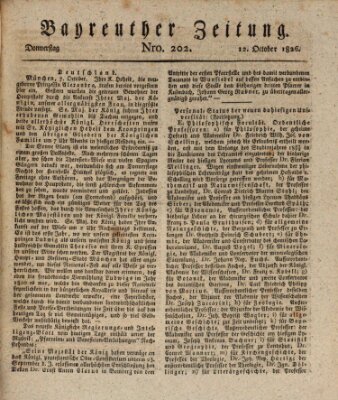 Bayreuther Zeitung Donnerstag 12. Oktober 1826