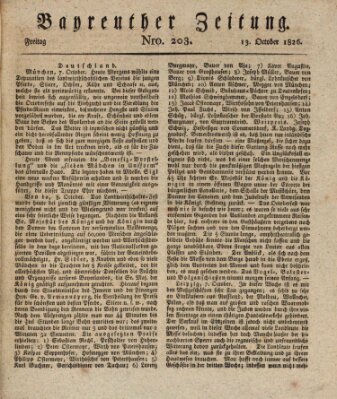 Bayreuther Zeitung Freitag 13. Oktober 1826