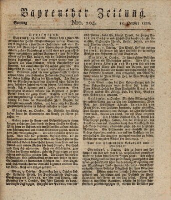 Bayreuther Zeitung Sonntag 15. Oktober 1826