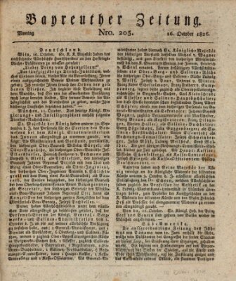 Bayreuther Zeitung Montag 16. Oktober 1826