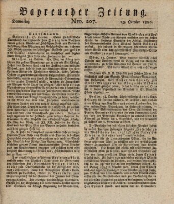 Bayreuther Zeitung Donnerstag 19. Oktober 1826