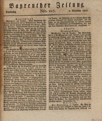 Bayreuther Zeitung Donnerstag 2. November 1826