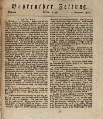 Bayreuther Zeitung Sonntag 5. November 1826