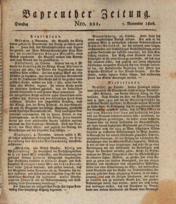 Bayreuther Zeitung Dienstag 7. November 1826