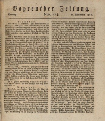 Bayreuther Zeitung Sonntag 12. November 1826