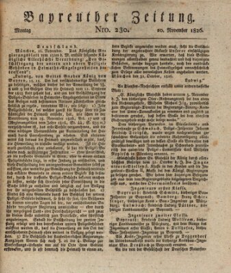 Bayreuther Zeitung Montag 20. November 1826