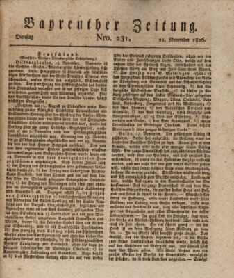 Bayreuther Zeitung Dienstag 21. November 1826