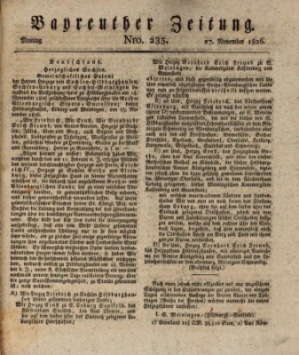 Bayreuther Zeitung Montag 27. November 1826